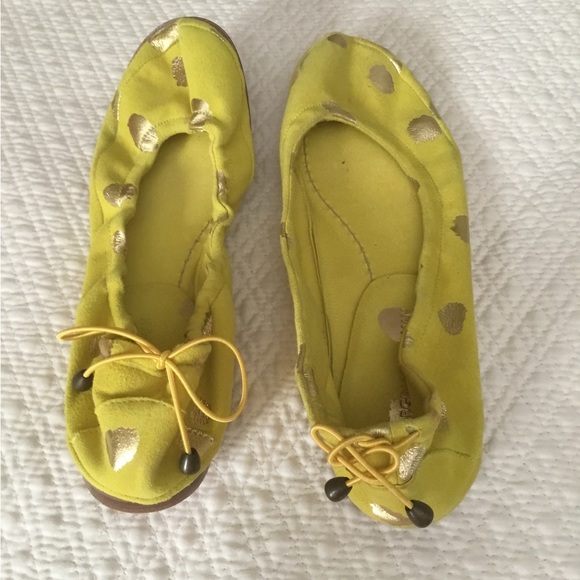 Georgina Goodman yellow/ green suede ballet flats with gold polka dots. Sz 36. - Picture 4 of 6